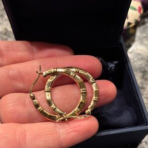 Gold over silver Bamboo Hoop Earrings